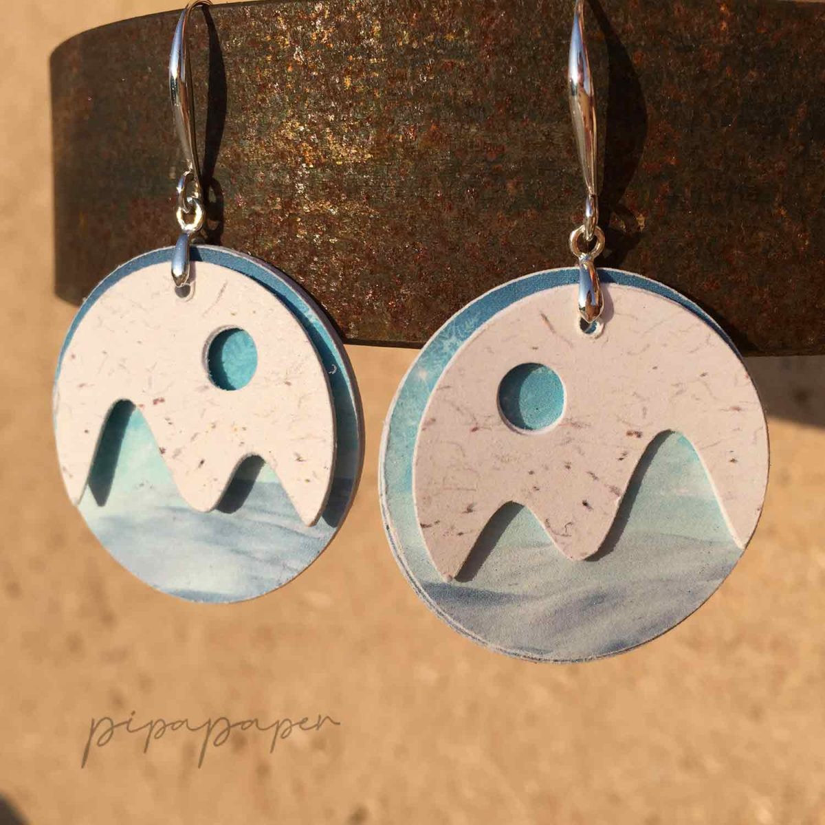 pendientes divertidos papel y plata originales