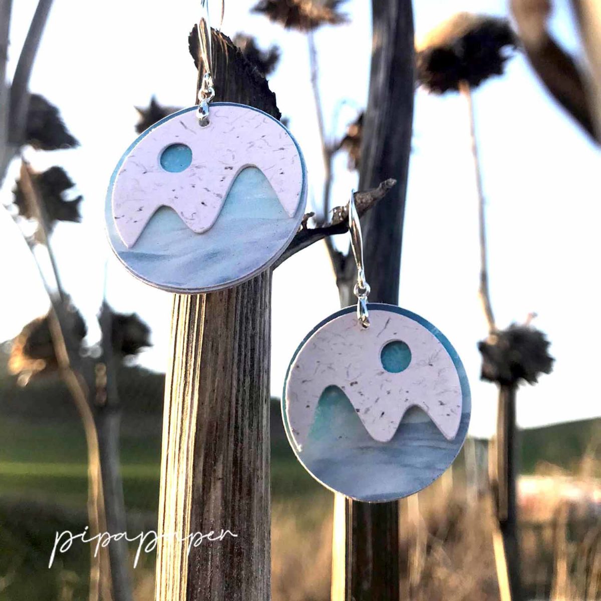 pendientes divertidos papel y plata originales
