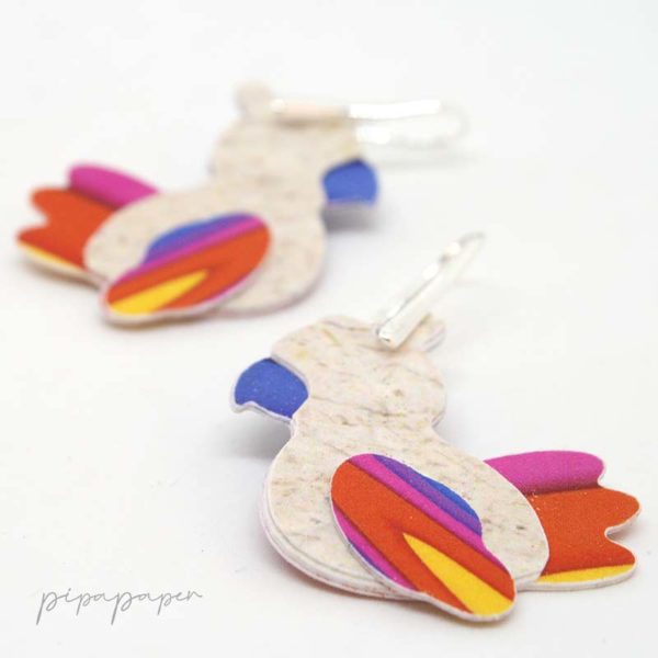 pendientes originales papel reciclado loro