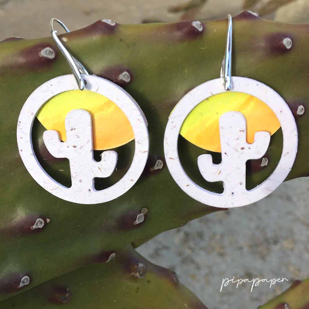 pendientes papel reciclado cactus