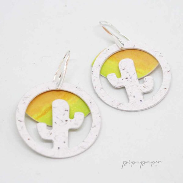 pendientes papel reciclado cactus