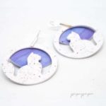 pendientes papel y plata gatos luna