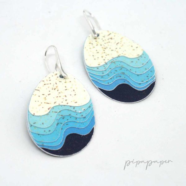 pendientes ocean papel y plata divertidos eco joyas