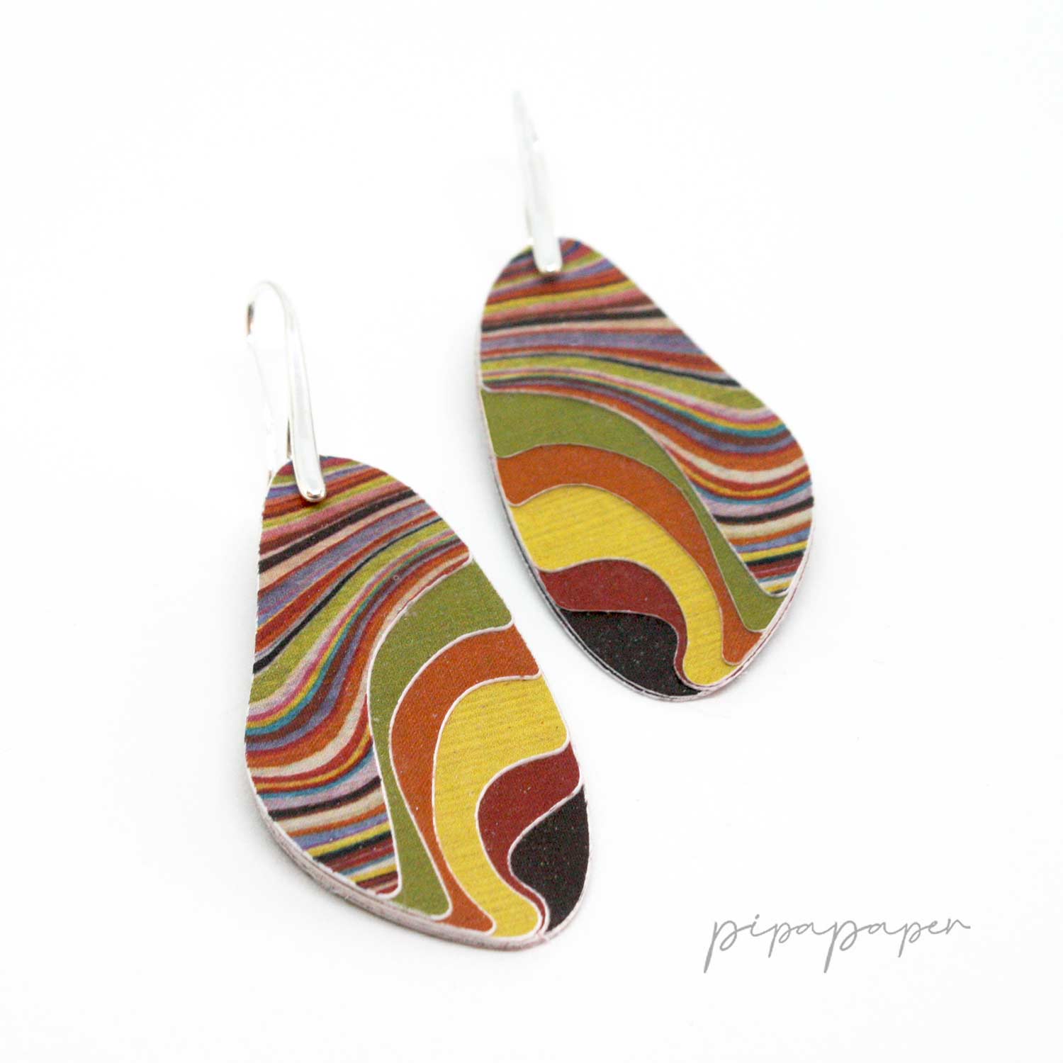 PENDIENTE LÁGRIMA RABAT - Pipapaper joyas de papel reciclado