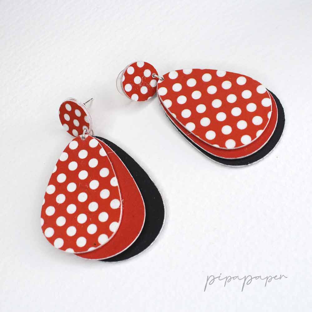 pendientes-flamencos-lunares-papel-reciclado-3 pendientes flamencos lunares artesanales papel