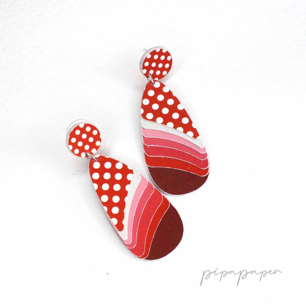 pendientes flamencos lunares artesanales papel