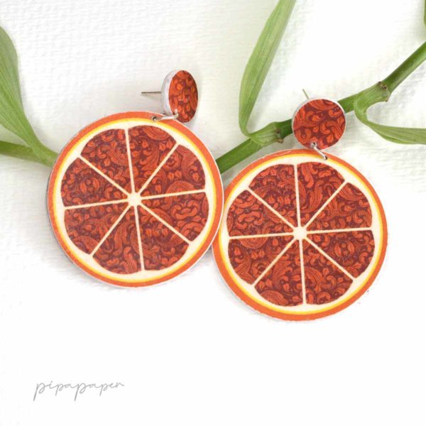 pendiente-fruta-naranja-artesania-divertido-