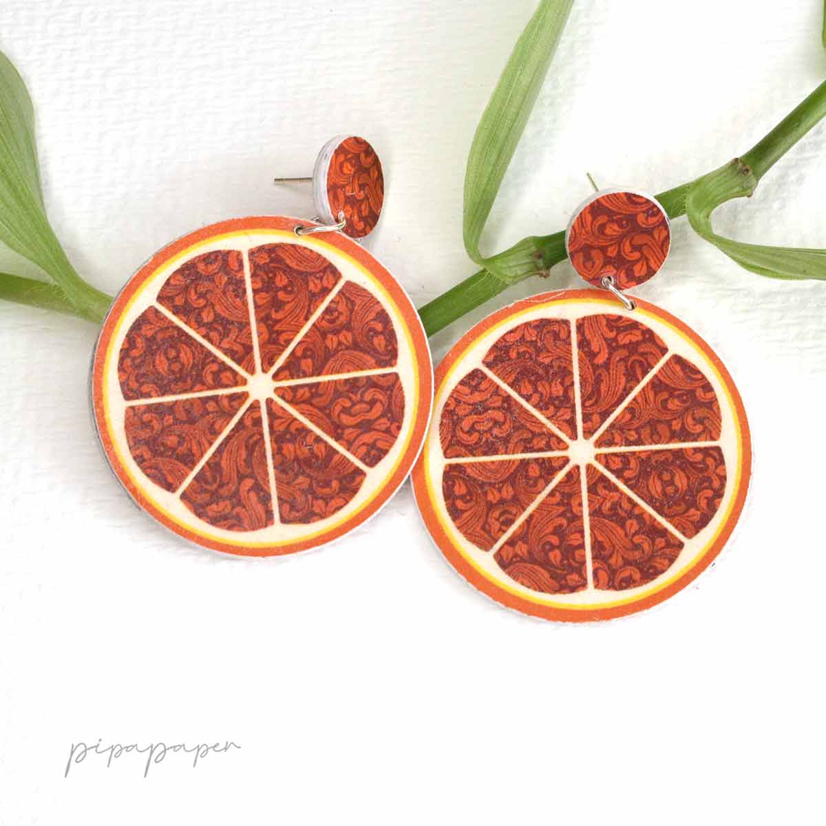 pendiente-fruta-naranja-artesania-divertido-