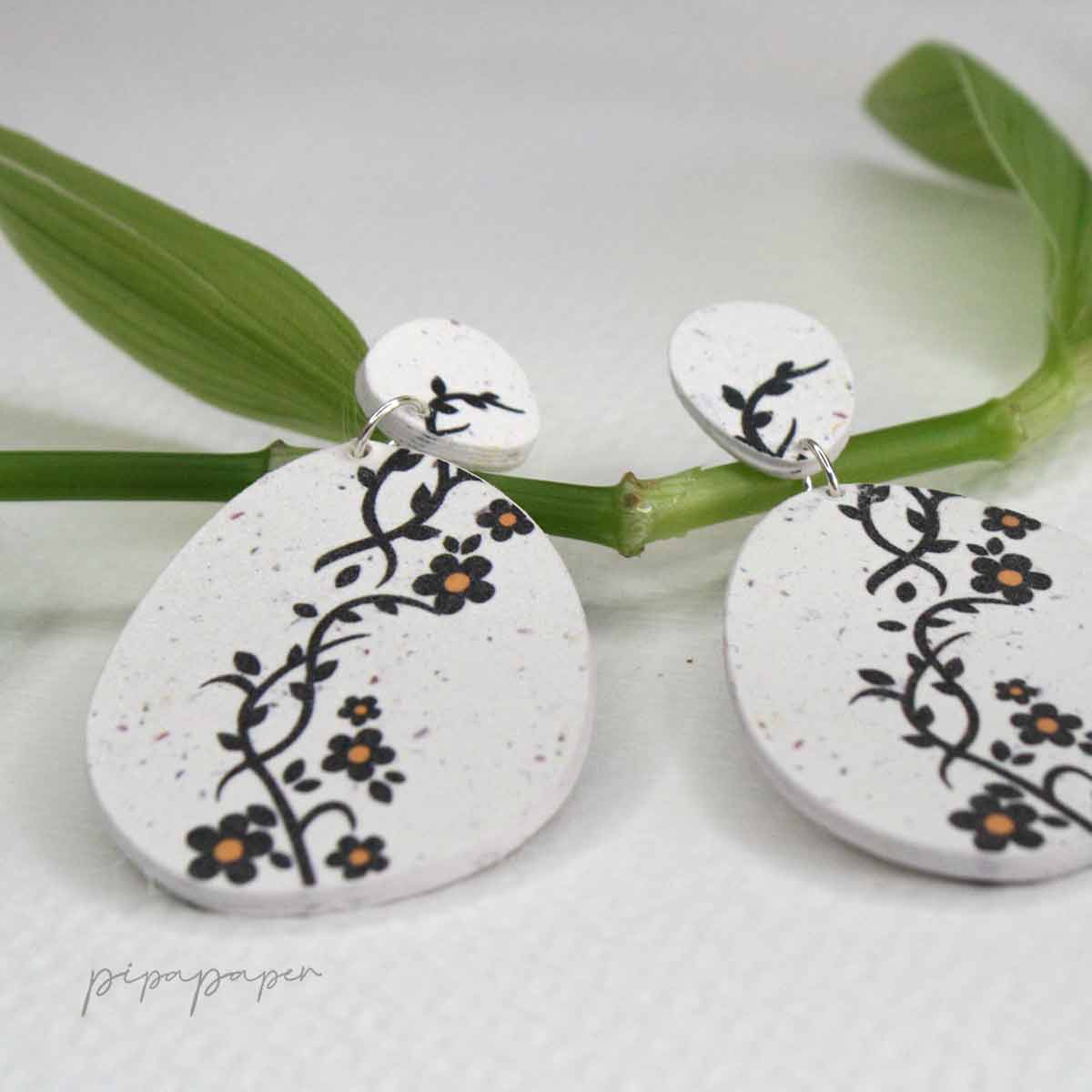 pendientes papel y plata eco joya