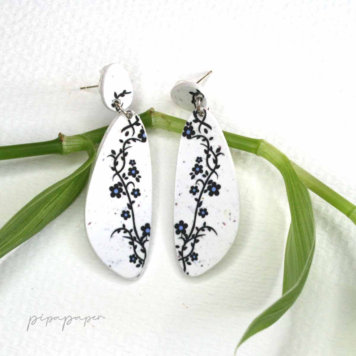 pendientes papel y plata eco joya