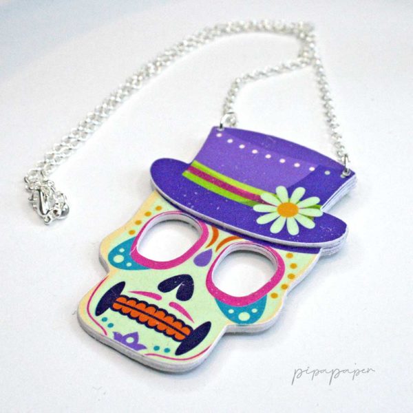 colgante calavera katrina colores original