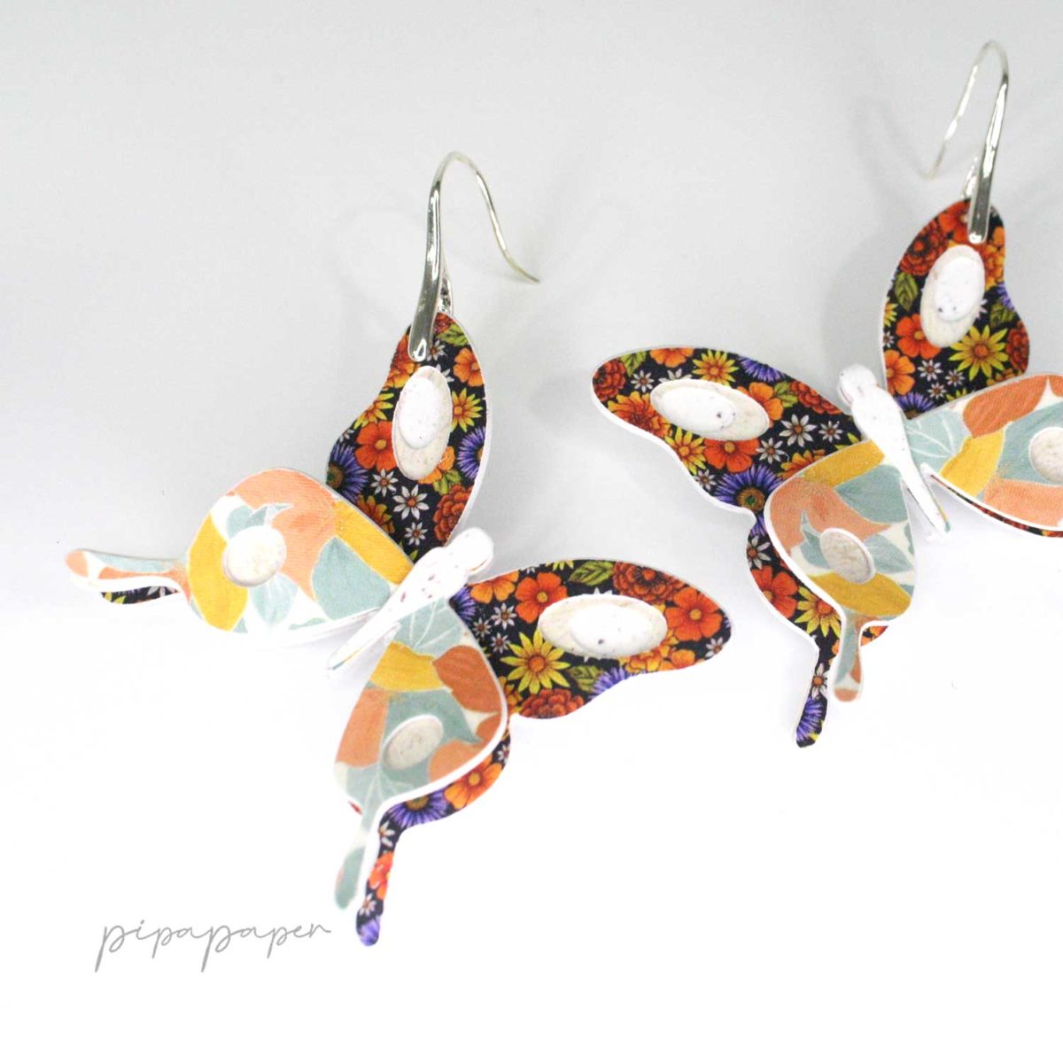 pendientes mariposa papel reciclado