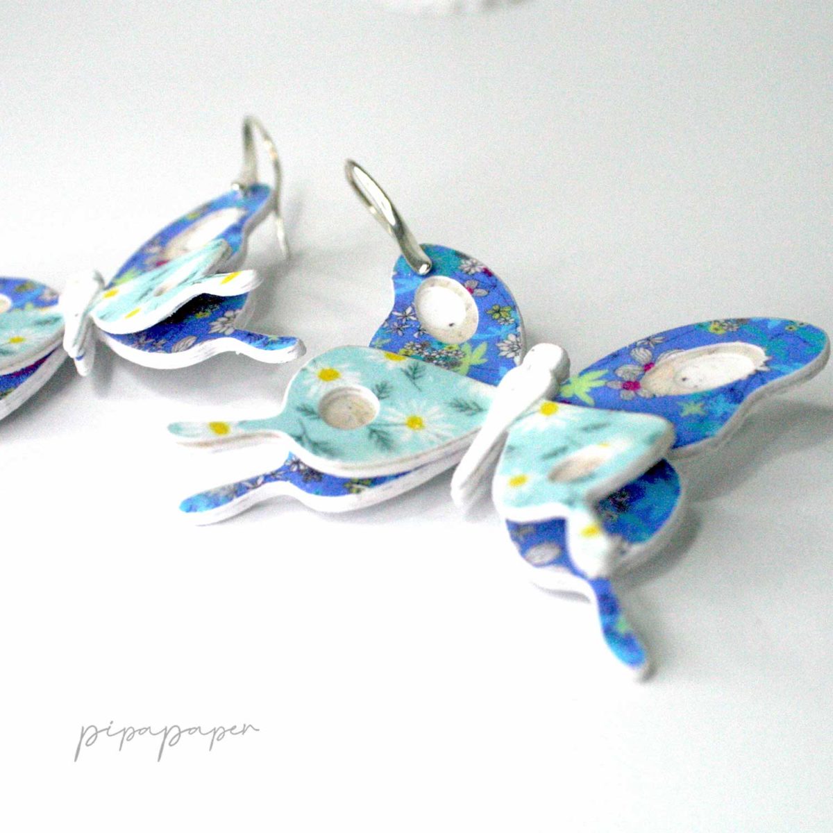 pendientes mariposa papel reciclado