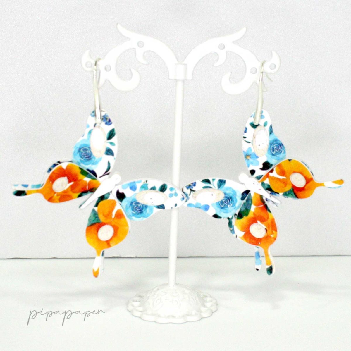 pendientes mariposa papel reciclado