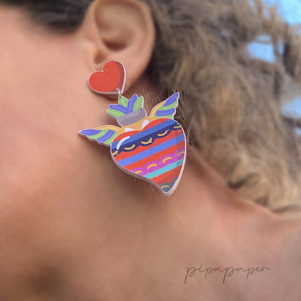 pendientes corazon colores divertidos