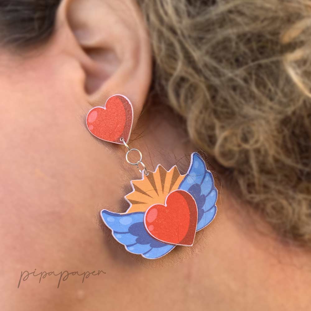 pendientes corazon colores divertidos