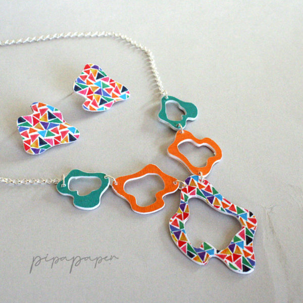 conjunto gargantilla pendientes joyas de papel