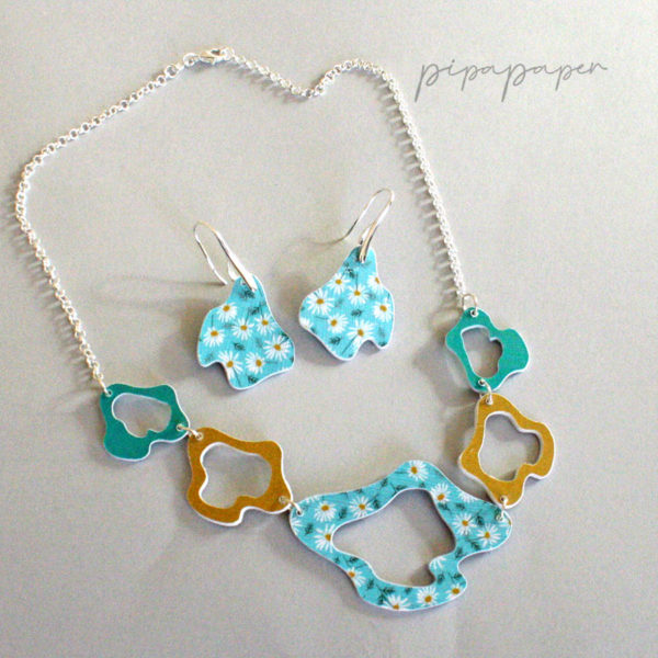 conjunto gargantilla pendientes joyas de papel