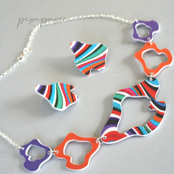 conjunto gargantilla pendientes joyas de papel