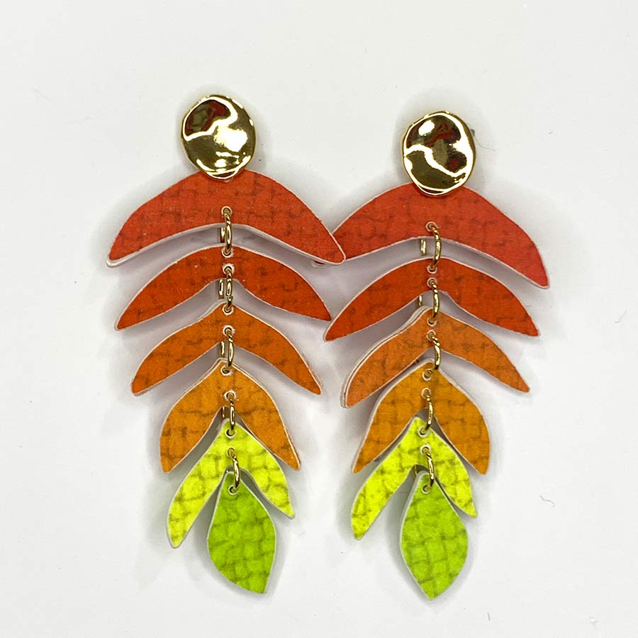 pendientes originales cascada de papel reciclado multicolor