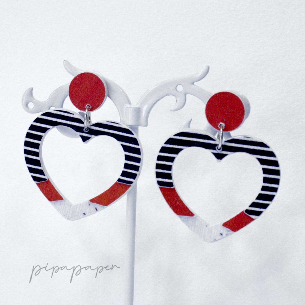 pendientes eco joya de papel reciclado corazón