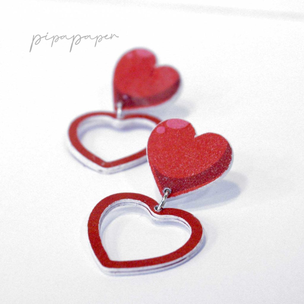 pendientes eco joya de papel reciclado corazón