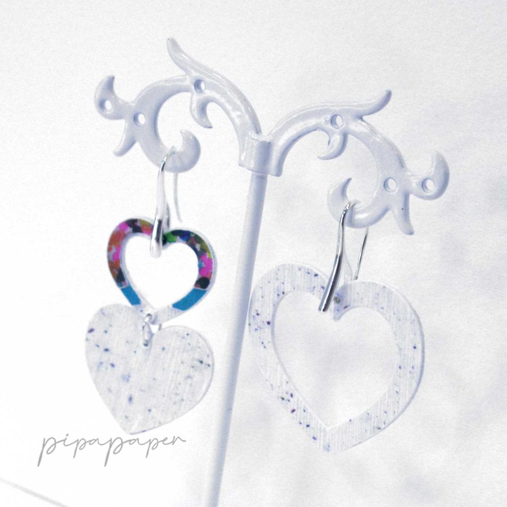 pendientes corazón papel reciclado y plata eco joyas de papel