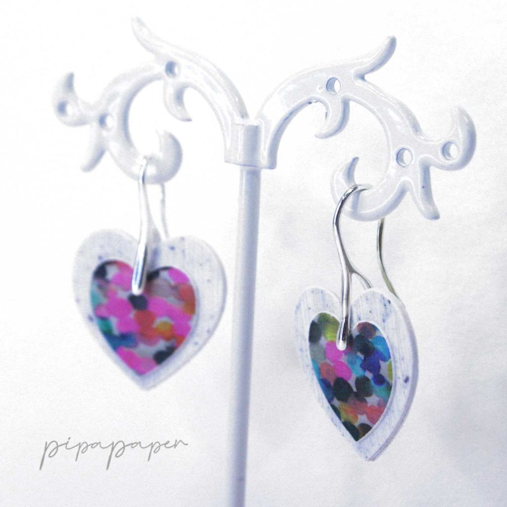 pendientes corazón papel reciclado y plata eco joyas de papel