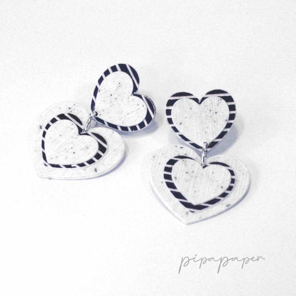 pendientes corazón papel reciclado y plata eco joyas de papel