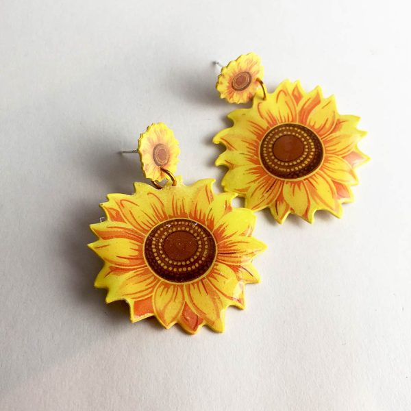 pendiente girasol papel