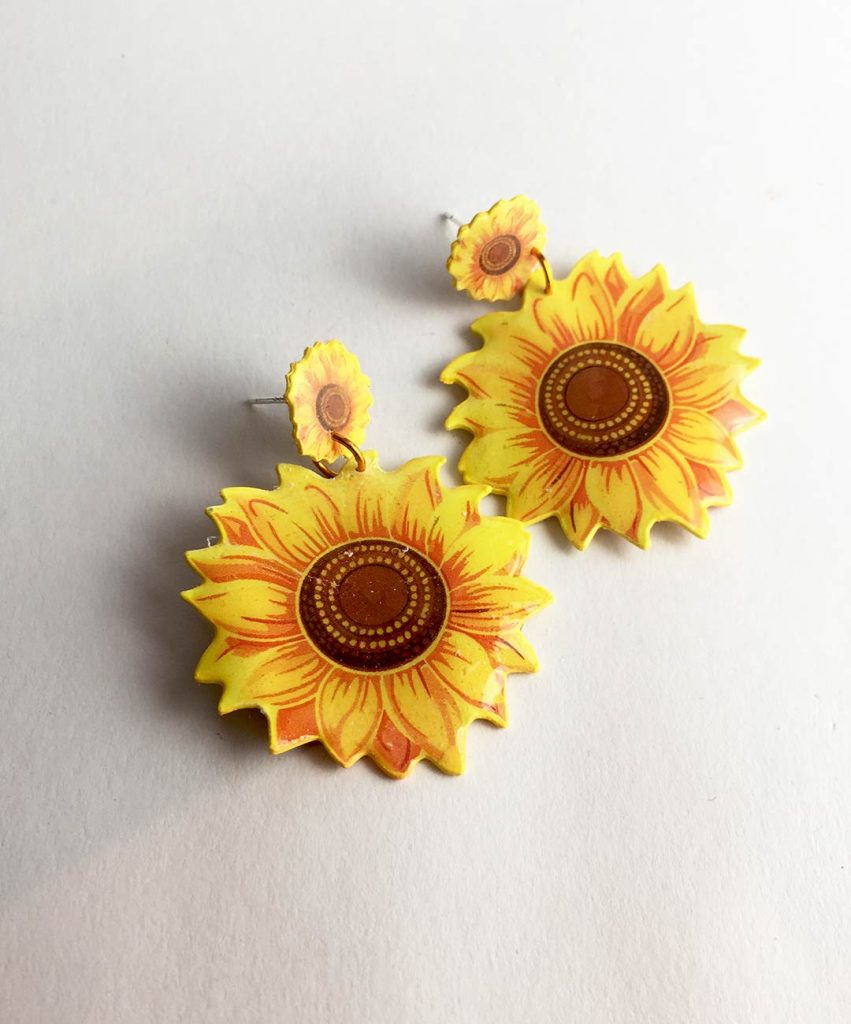 pendiente girasol papel