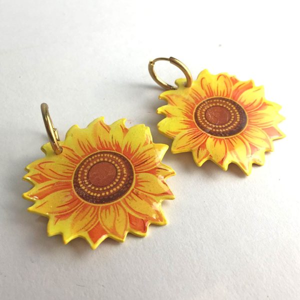 pendiente girasol papel