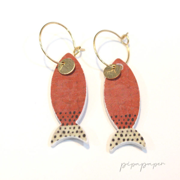 pendientes peces papel reciclado