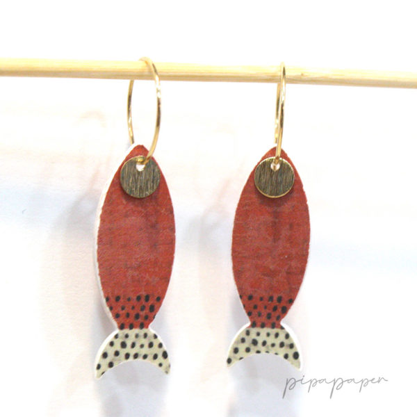 pendientes peces papel reciclado