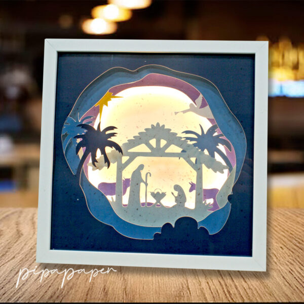 cuadro capas en papel 3D con luz, BELEN