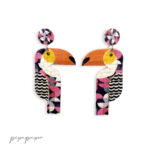 pendientes divertidos tucan papel reciclado