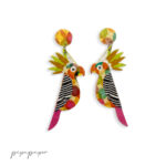 pendientes divertidos cacatua papel reciclado