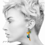 pendientes divertidos cacatua papel reciclado