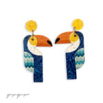 pendientes divertidos tucan papel reciclado