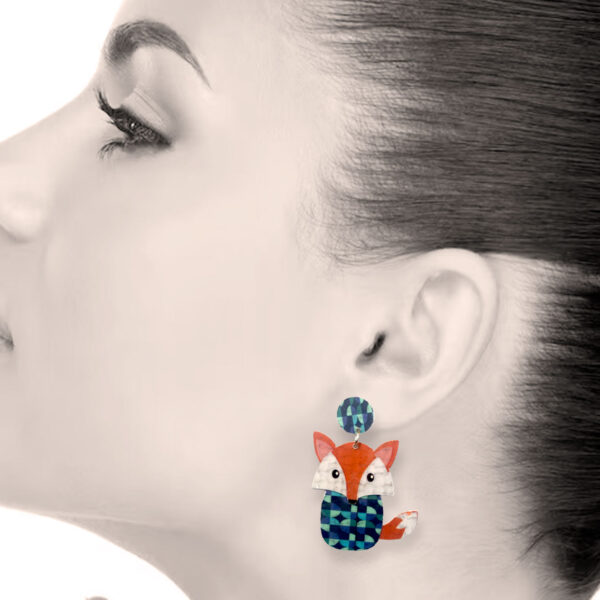 pendientes divertidos zorro papel reciclado