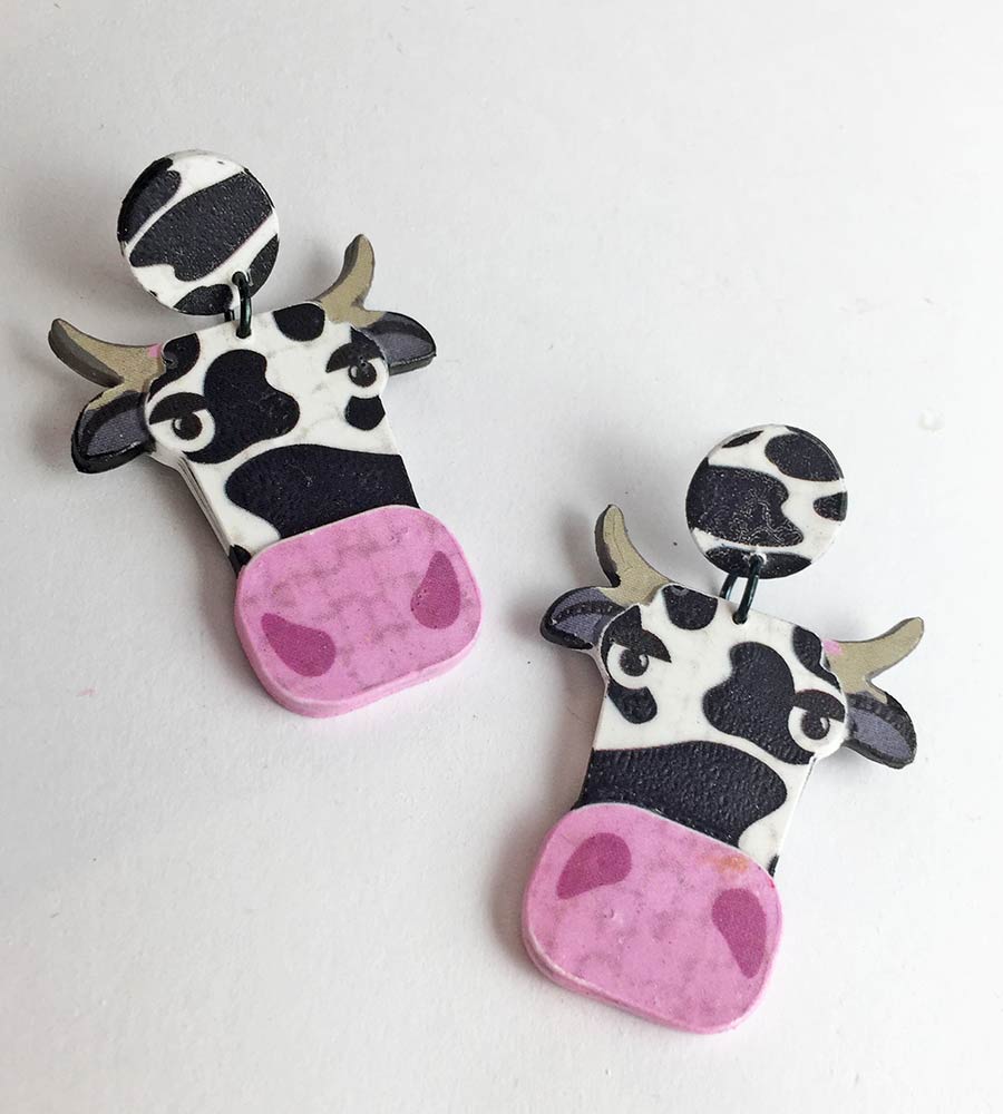 pendientes vaca divertida