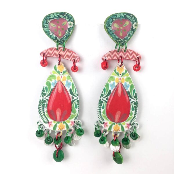 pendientes elegantes hechos a mano de fiesta en papel y plata