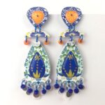 pendientes salome elegantes hechos a mano de fiesta en papel y plata