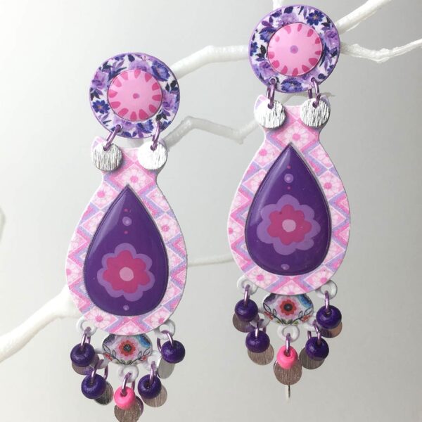 pendientes elegantes hechos a mano de fiesta en papel y plata