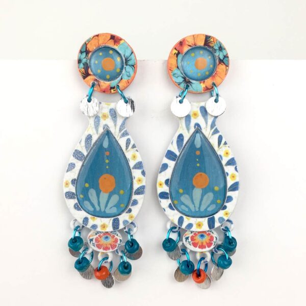 pendientes elegantes hechos a mano de fiesta en papel y plata