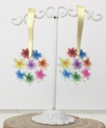 pendientes papel reciclado ramo flores alegres multicolor