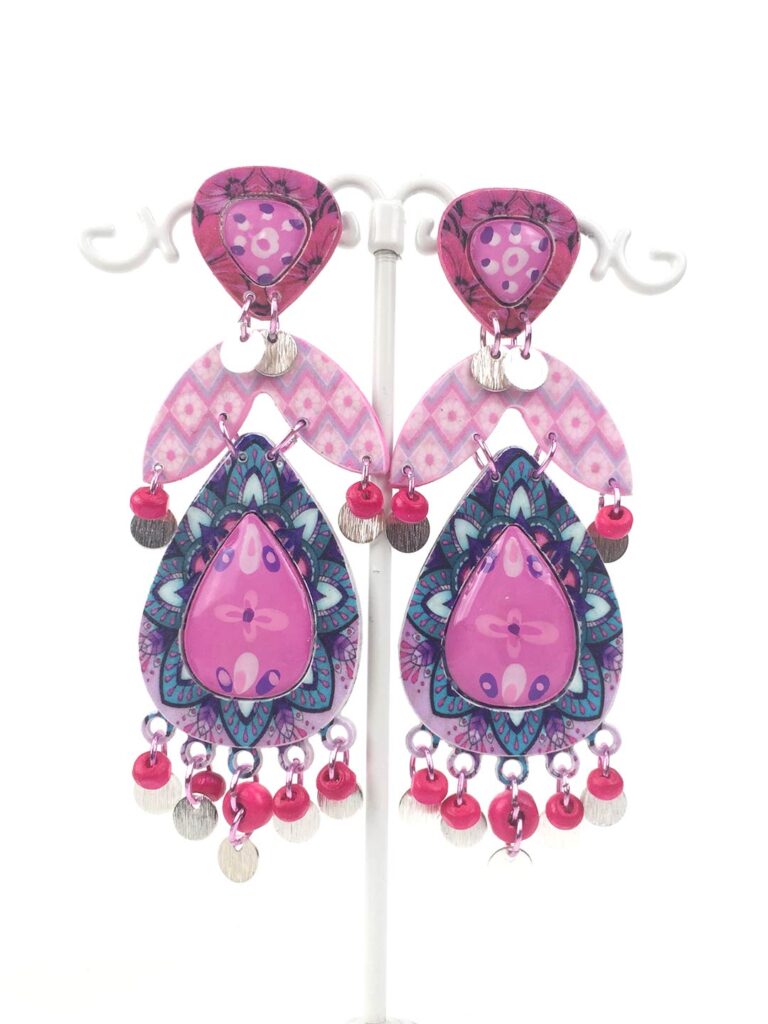 pendientes originales hechos a mano de fiesta en papel reciclado para mujer