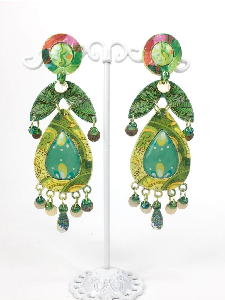 pendientes originales hechos a mano de fiesta en papel reciclado para mujer