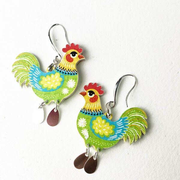 pendientes gallina divertidos y coloridos