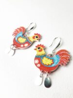 pendientes gallina divertidos y coloridos